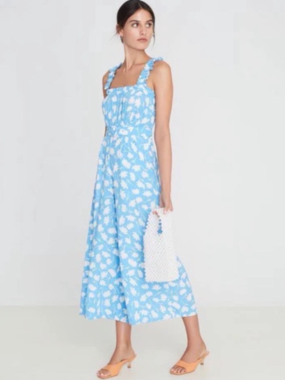 Faithfull the Brand Dolores Light Blue Floral Strap Jumpsuit NWT